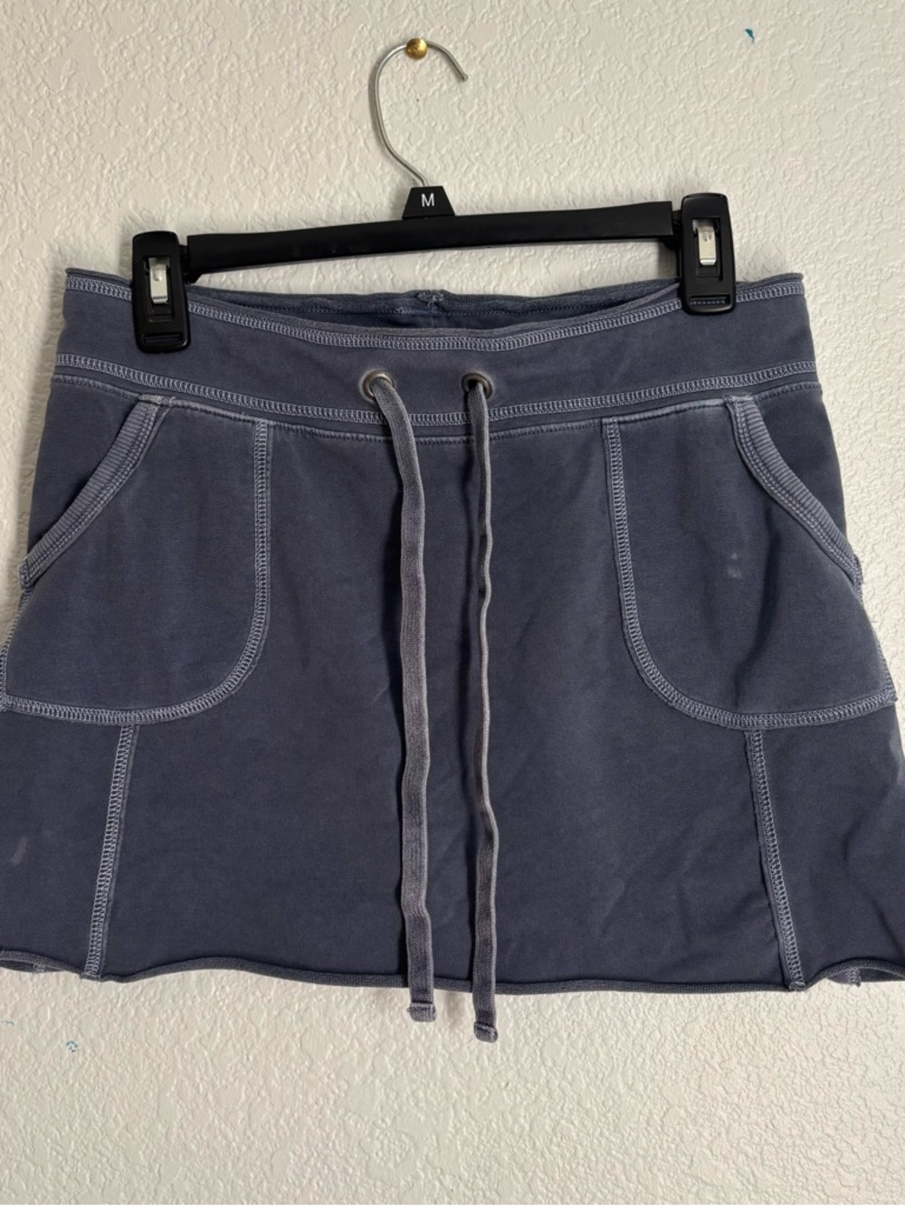 Gap Blue Mini Skirt Drawstring Waist Cotton Pockets Women Short Size S